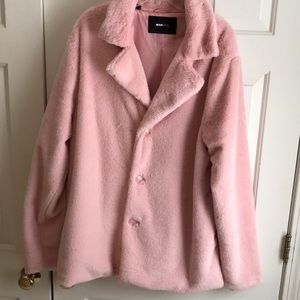 - Plush soft pink Large Novamen coat jacket-man or woman